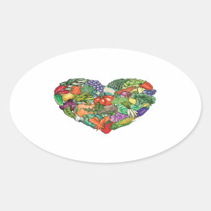 I Love Veggies Oval Sticker