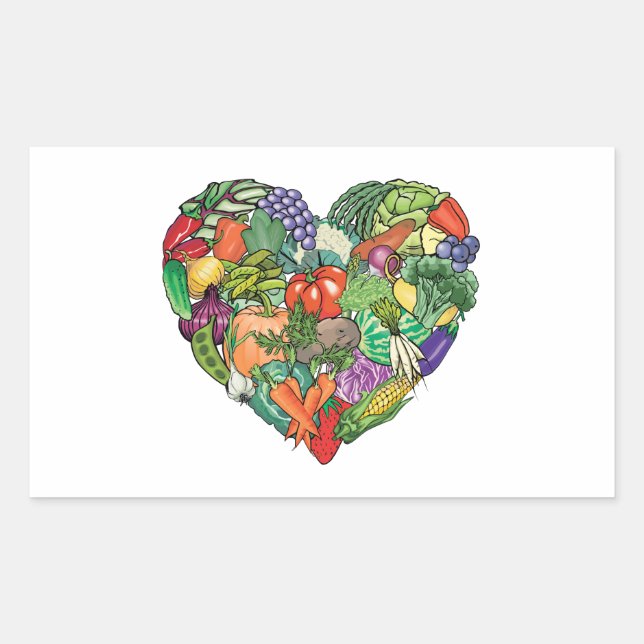 I Love Veggies Rectangular Sticker (Front)
