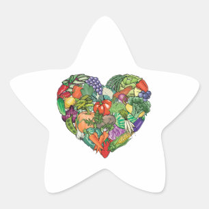 I Love Veggies Star Sticker