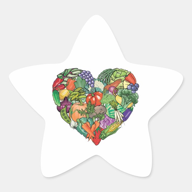 I Love Veggies Star Sticker (Front)