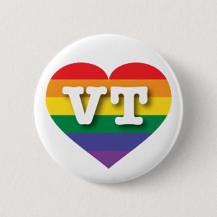 I Love Vermont Rainbow Heart 6 Cm Round Badge