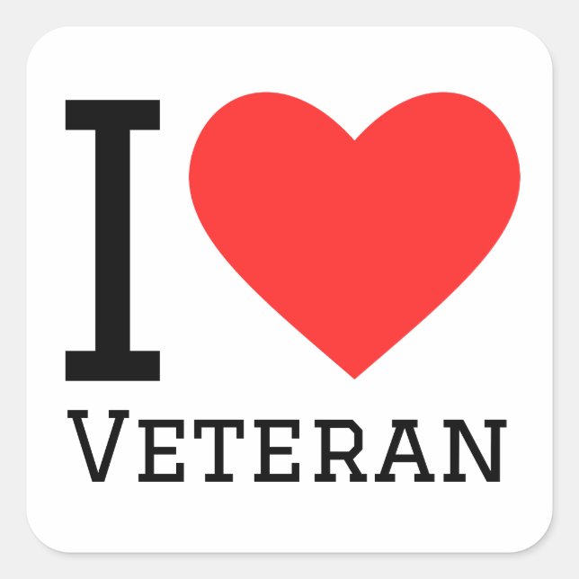 I love veteran square sticker (Front)