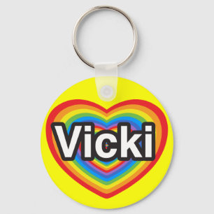I love Vicki. I love you Vicki. Heart Key Ring