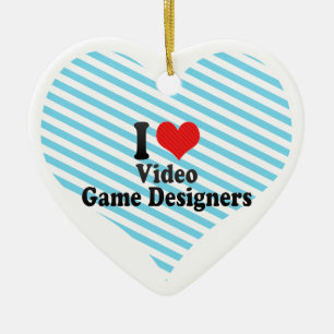 I Love Video Game Designers Ceramic Ornament