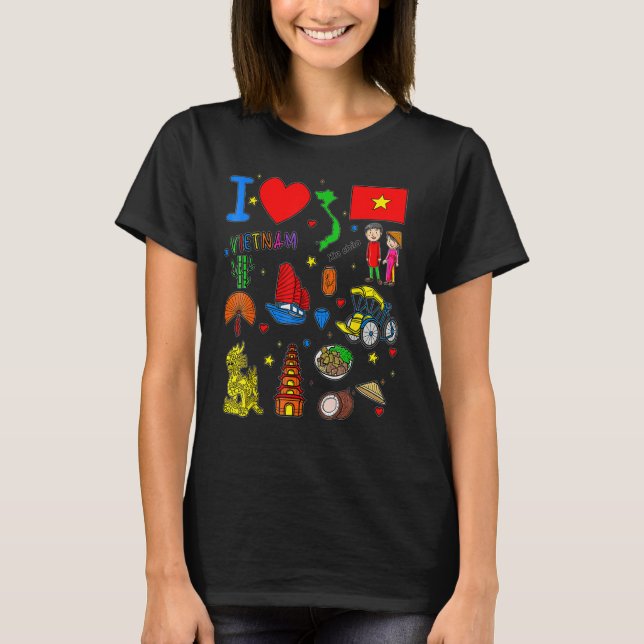 I love Vietnam  Hand drawn Vietnamese Landmarks  f T-Shirt (Front)