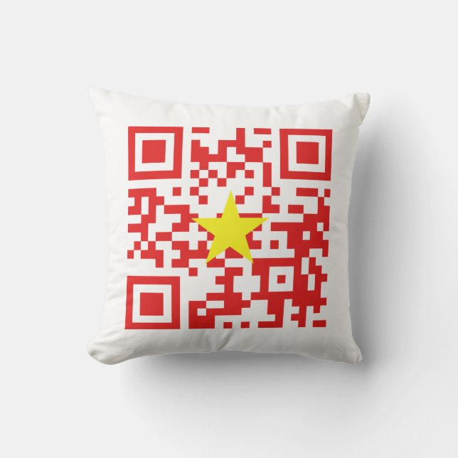 I Love Vietnam (Tôi Yêu Việt Nam) Flag QR Code Cushion (Front)