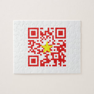 I Love Vietnam (Tôi Yêu Việt Nam) Flag QR Code Jigsaw Puzzle