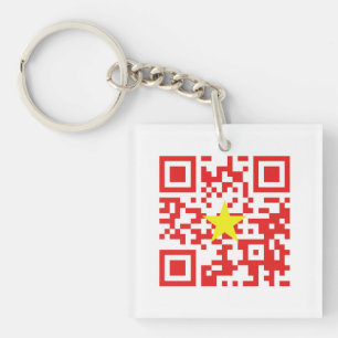 I Love Vietnam (Tôi Yêu Việt Nam) Flag QR Code Key Ring
