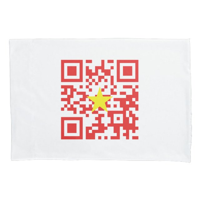 I Love Vietnam (Tôi Yêu Việt Nam) Flag QR Code Pillowcase (Front)