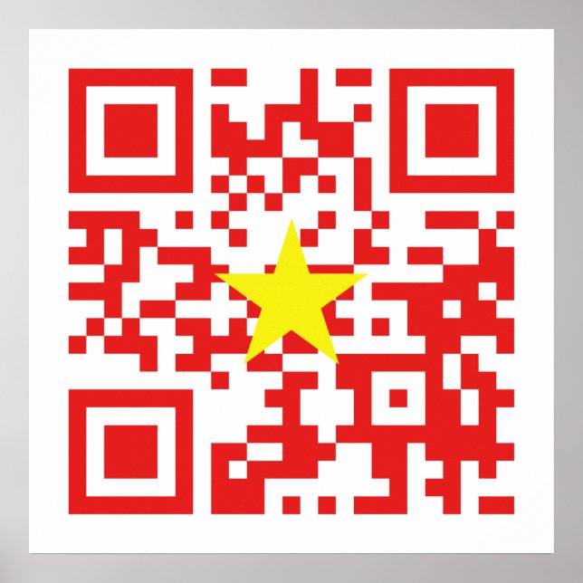 I Love Vietnam (Tôi Yêu Việt Nam) Flag QR Code Poster (Front)