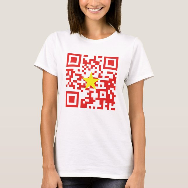 I Love Vietnam (Tôi Yêu Việt Nam) Flag QR Code T-Shirt (Front)