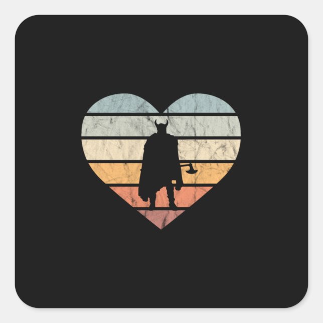 I Love Viking Warrior With Axe Square Sticker (Front)
