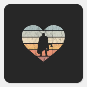 I Love Viking Warrior With Axe Square Sticker