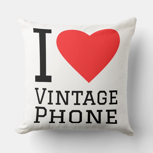 I love vintage phone  cushion (Front)
