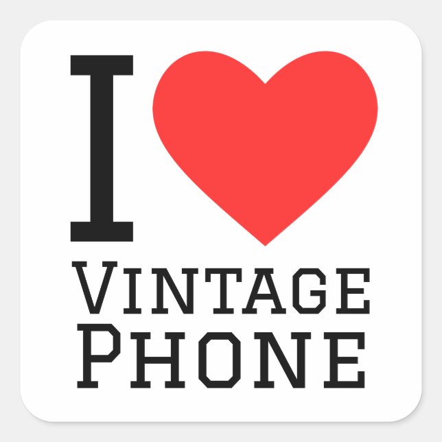 I love vintage phone  square sticker (Front)