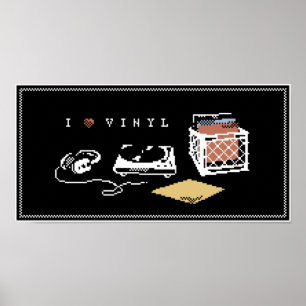 I Love Vinyl Pixel Art Poster
