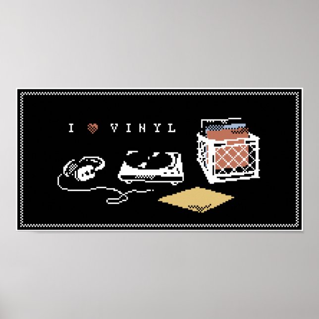 I Love Vinyl Pixel Art Poster (Front)