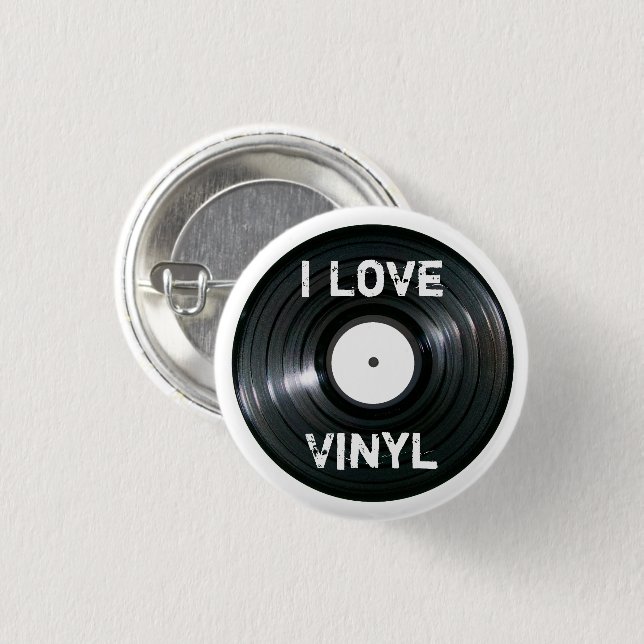 I Love Vinyl Record Button (Front & Back)