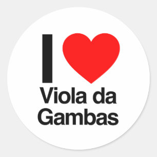 i love viola da gambas classic round sticker