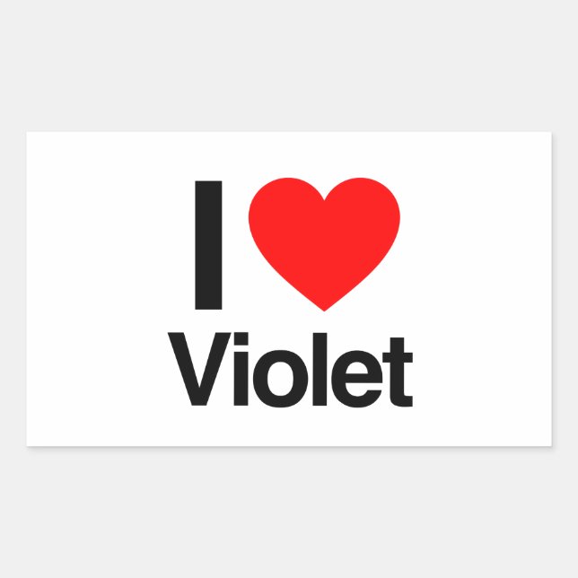 i love violet rectangular sticker (Front)