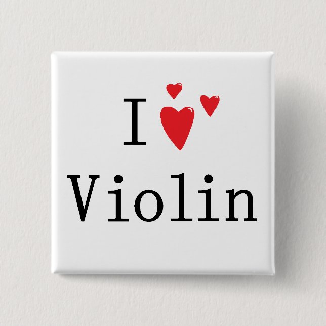 I Love Violin 15 Cm Square Badge (Front)