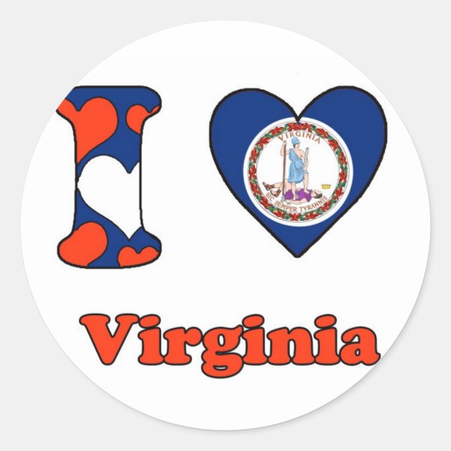 I love Virginia Classic Round Sticker (Front)
