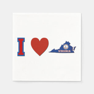 I Love Virginia Heart State Flag Paper Party Napkin