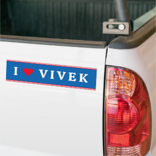 I Love Vivek 2024 US Presidential Election Blue Bumper Sticker