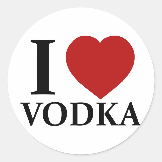 I Love Vodka Classic Round Sticker (Front)