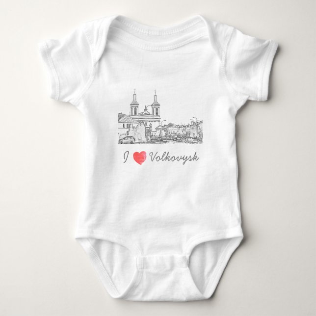 I Love Volkovysk Belarus Architecture Cathedral Baby Bodysuit (Front)