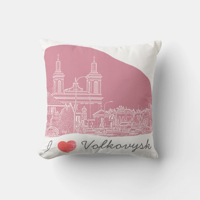 I Love Volkovysk Belarus Architecture Cathedral Cushion (Front)