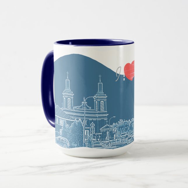 I Love Volkovysk Belarus Architecture Cathedral  Mug (Front Left)