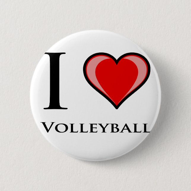 I Love Volleyball 6 Cm Round Badge (Front)