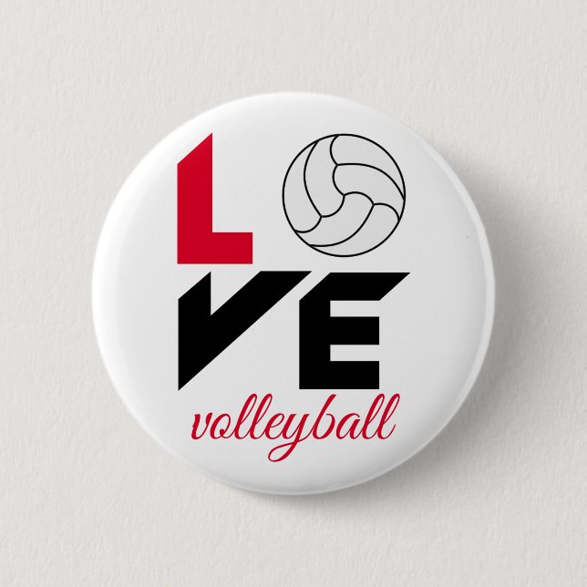 I Love volleyball 6 Cm Round Badge (Front)