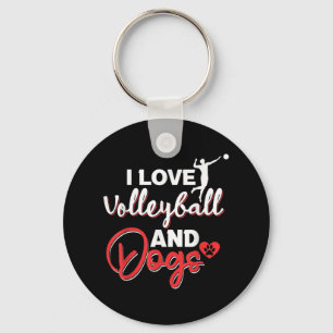 I love volleyball and dogs  key ring