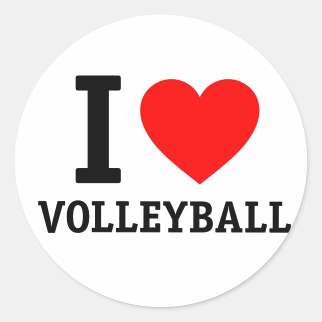 I Love Volleyball Classic Round Sticker (Front)