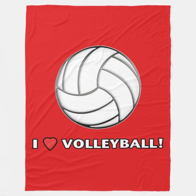 I Love Volleyball Fleece Blanket (Front)