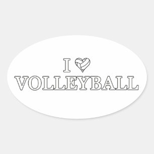 I Love Volleyball Oval Sticker