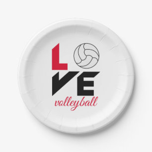 I Love volleyball Paper Plate