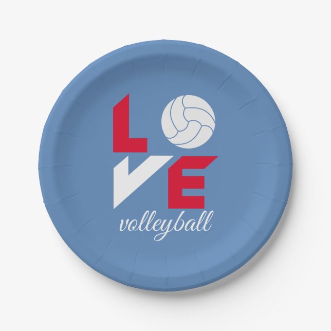 I Love volleyball Paper Plate (Front)