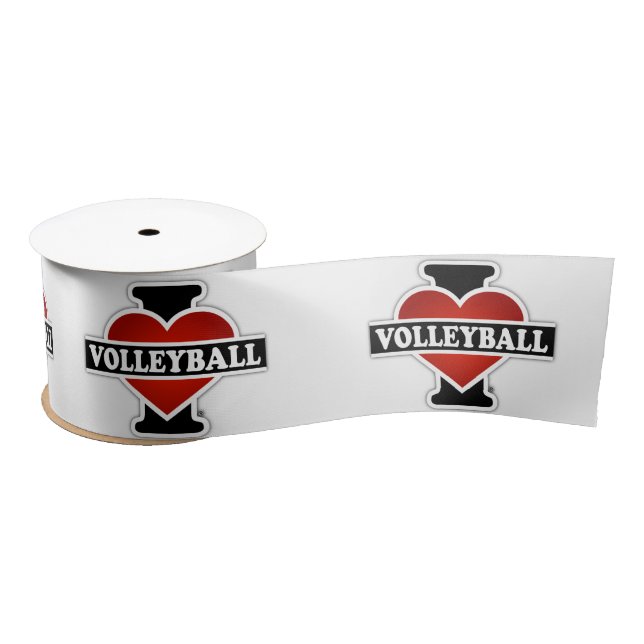I Love Volleyball Satin Ribbon (Spool)