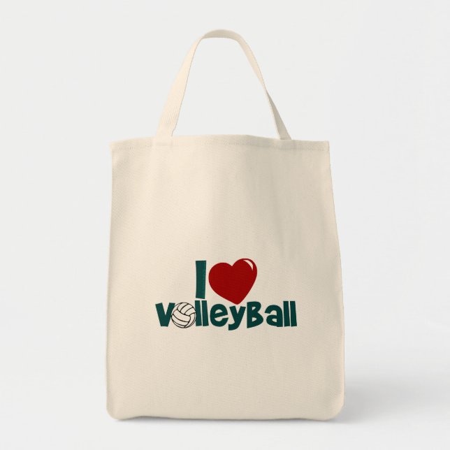 I Love Volleyball Tote Bag (Front)