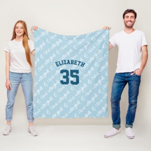 I love volleyball typography pattern any colour fleece blanket