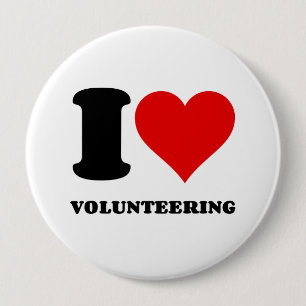I LOVE VOLUNTEERING 10 CM ROUND BADGE