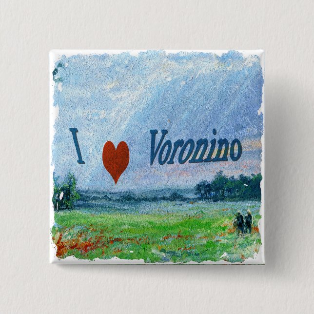 I Love Voronino (a village in Russia) Button Badge (Front)