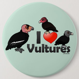 I Love Vultures (North America) 6 Cm Round Badge