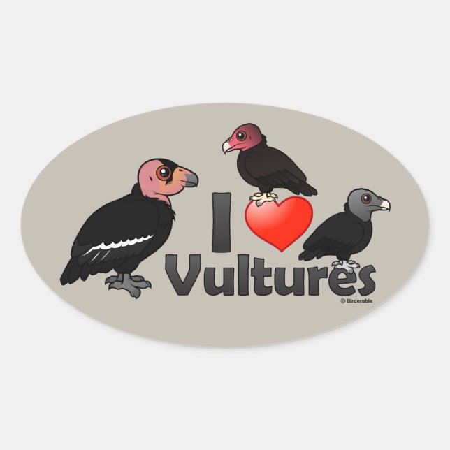 I Love Vultures (North America) Oval Sticker (Front)