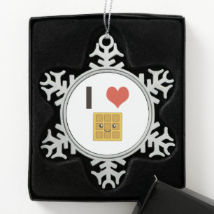 I love Waffles Metal Ornament