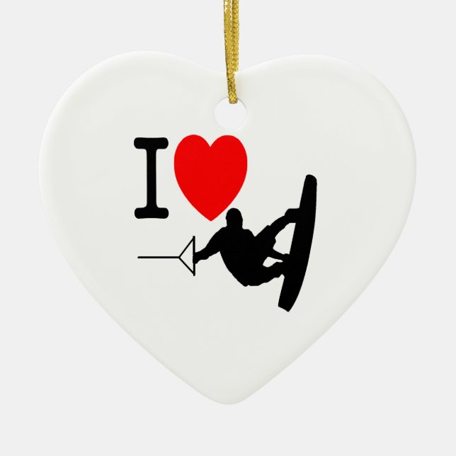 I LOVE WAKEBOARDING CERAMIC TREE DECORATION (Front)