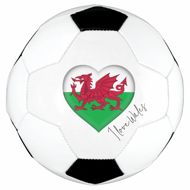 I Love Wales Flag Colours Heart Soccer Ball (Front)